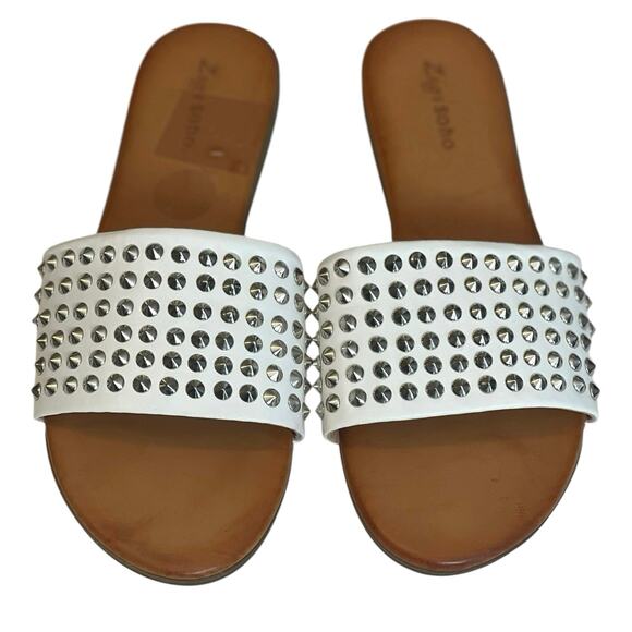 NWOT Zigi Soho Slides - White Faux Leather with Silver Studs - 9 - Picture 6 of 10